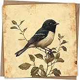 Bird Greeting Card - Hand Drawn Design With Kraft Envelope