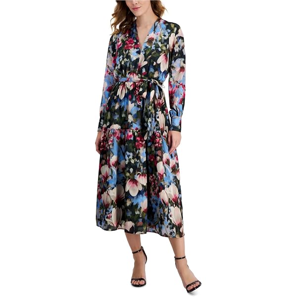 calvin klein matte jersey dress Calvin Klein Women's Matte Jersey Printed Front Knot Dress, Malachite Multi, 10 at Amazon Women's Clothing store