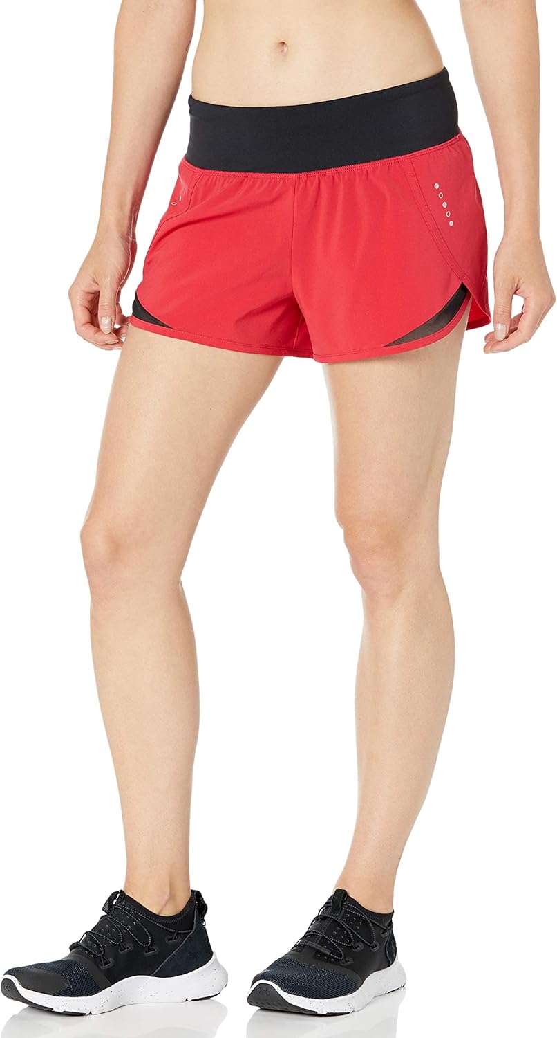  Brand - Core 10 Women's (XS-3X) Knit Waistband Woven Run Short with Internal Brief Liner and Zip Pocket - 2.5" Inseam: Clothing