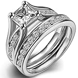 Jude Jewelers Stainless Steel Princess Cut Wedding