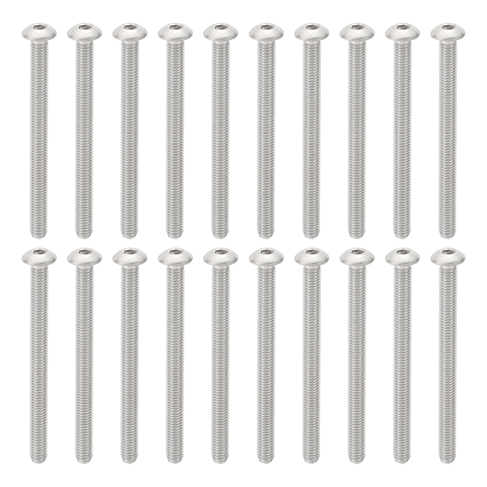 PATIKIL M5-0.8x60mm Button Head Socket Cap Screws, 20 Pcs 304 Stainless Steel 18-8 Hex Socket Cap Screw Bolts Allen Hex Drive Full Machine Thread