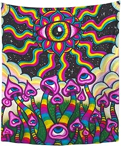 YongColer Art Mushroom Alien Eye Cool Aesthetic Wall Hanging, Psychedelic Trippy Wall Tapestry Hippie for Bedroom Dorm Decor, 50x60 Inches