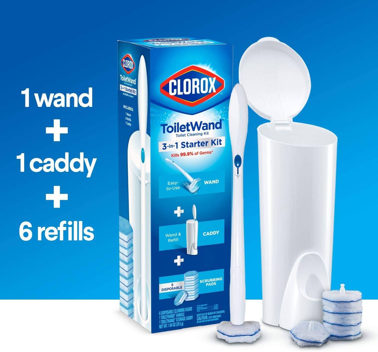 Clorox ToiletWand Disposable Toilet Cleaning System - ToiletWand, Storage Caddy and 6 Disinfecting ToiletWand Refill Heads (Packaging May Vary) (03191): Health & Personal Care