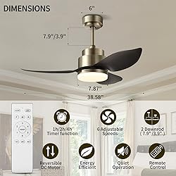 Surtime Modern Ceiling Fans With Lights Remote