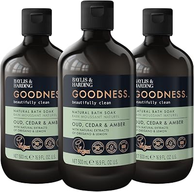 Baylis & Harding Goodness Oud Cedar Amber Bath Soak 500ml Pack of 3 Vegan