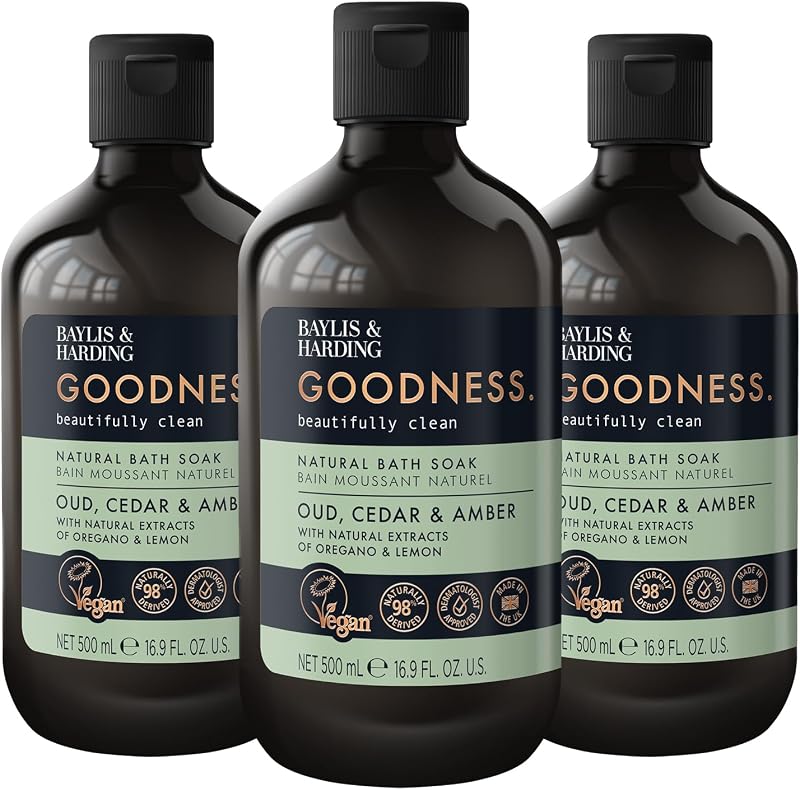 Baylis & Harding Goodness Oud Cedar Amber Bath Soak 500ml Pack of 3 Vegan