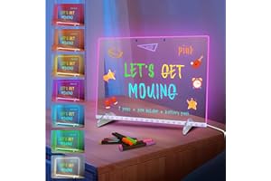 TIMISIGNS Led Drawing Board for Kids, Light Up Drawing Pad with 8 Color 6 Modes, Neon Glow Dry Erase Board with Built-in Stand, Suitable for the office, Gifts for Christmas Birthday Gifts Presents