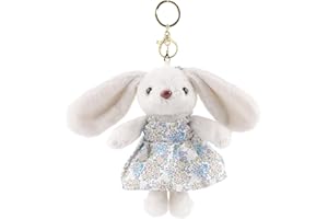 Easter Bunny Stuffed Animal Basket Stuffers Essentials for Kids Baskets Gifts for Teens, Boys, Girls Plush Toy with Keychain 