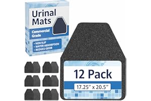Houseables Urinal Mats, Urinal Mats for Men Bathroom, Floor Pads, Disposable Toilet Matt, for Pee, Commercial, Reusable, Urine, Splash Guard, Drip, Restroom, Mens Room, Large, Black, 17.25x20.5”, 12PK