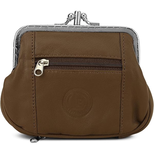 Amazon.com: Dual Clasp Leather Coin Purse, Geunine Leather