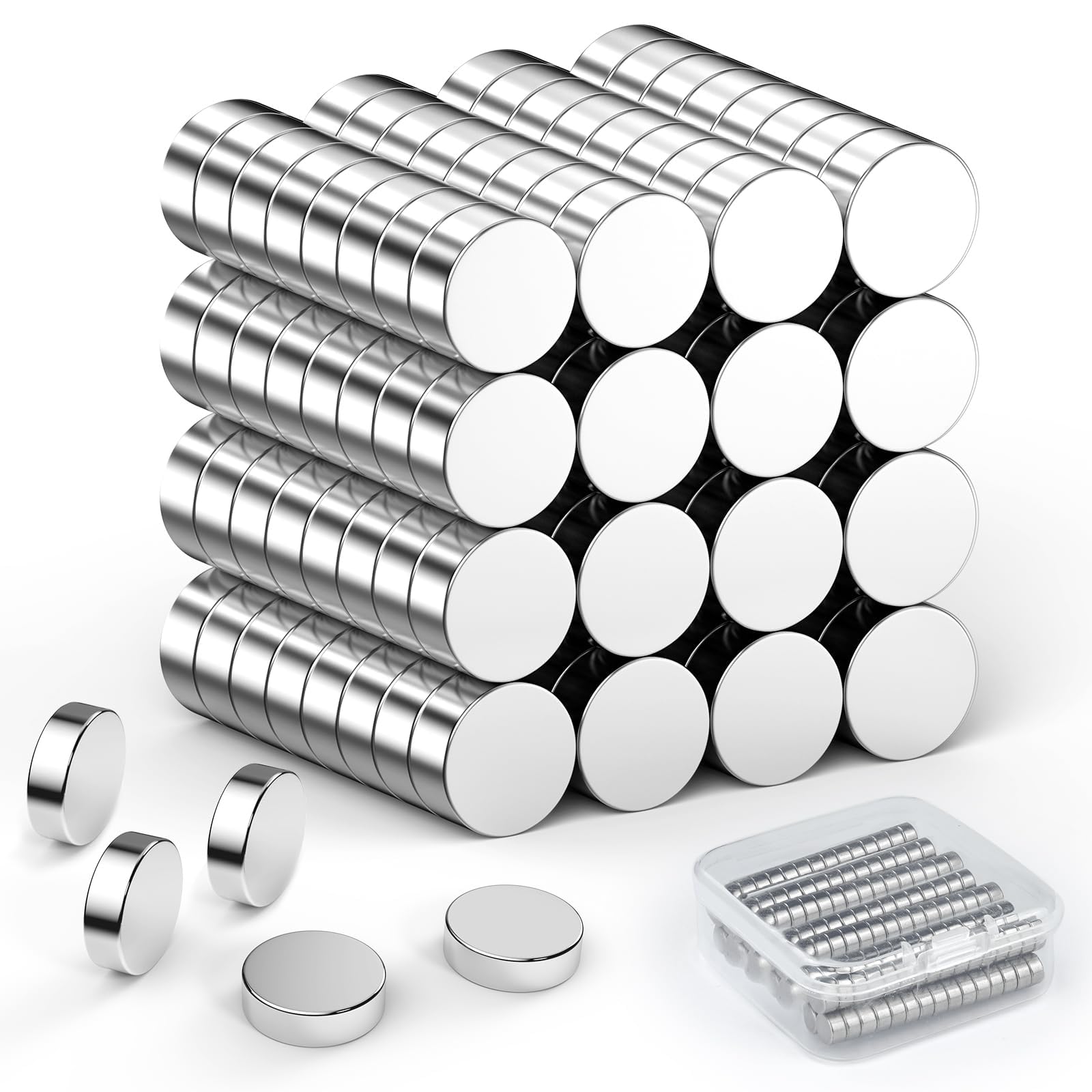 DOETYD 100pcs 5 * 2mm Mini Fridge Magnets Round Whiteboard Magnets Strong Magnetic for Kitchen School Office Notice Board