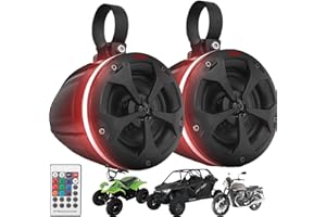 Pyle, Waterproof Speaker, Marine Grade Wakeboard Tower Speakers, 2 Way Dual Waterproof Off-Road Speakers, 4” 800W W/ RGB Ligh