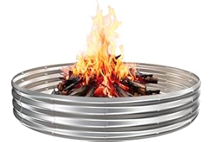 6FT Diameter Camp Fire Ring Pit, Large Round Galvanized Steel Fire Pit, Heavy Duty Steel Fire Pit Silver for Backyard, Campin