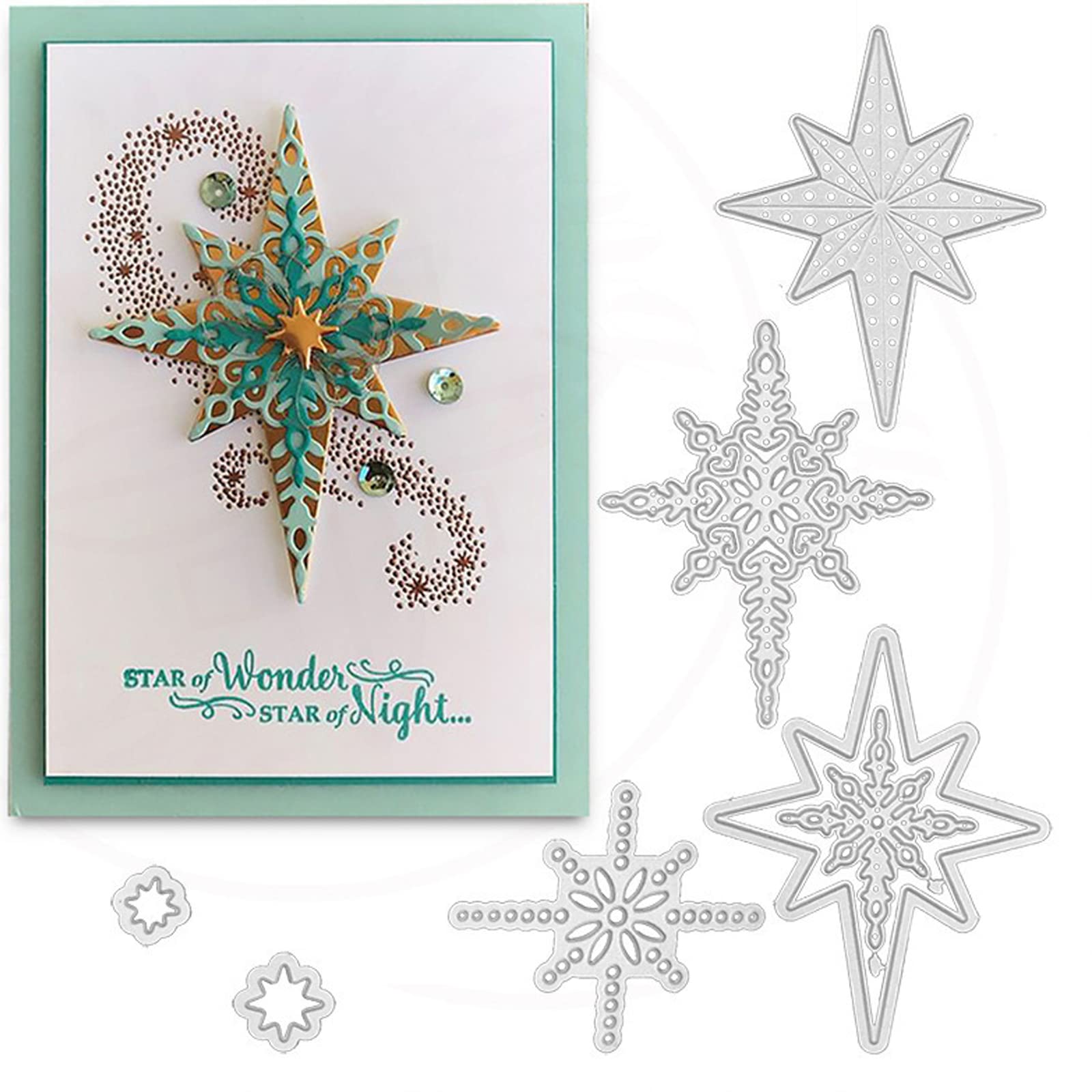 7pcs/Set Starlight Snowflake Metal Die Cuts,Christmas Snowflake Card Cutting Dies Cut Stencils DIY Scrapbooking Embossing Paper Card Art Craft Card Making