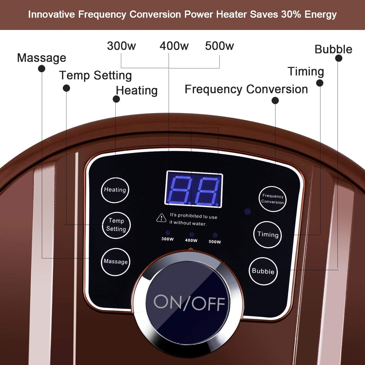 ACEVIVI Foot Spa Bath Motorized Massager with Heat, Frequency Conversion, Red Light Rolling Massage, Adjustable Time & Temperature, Water Spray Bubble: Health & Personal Care