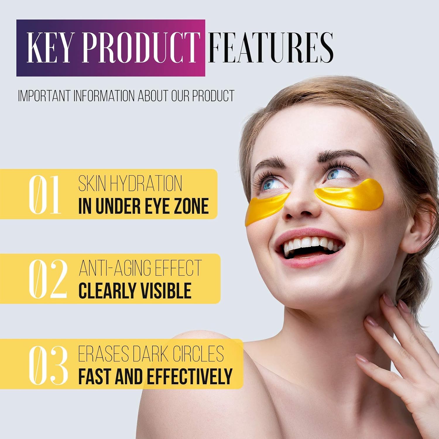 Under Eye Patches - 24K Gold Under Eye Mask Anti-Aging Hyaluronic Acid Collagen Under Eye Pads Reducing Dark Circles & Wrinkles Treatment Gel Bags : Beauty