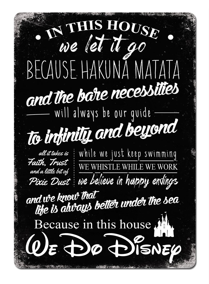 This House we do Disney V2 Black Metal Wall Sign Plaque Wall Art Inspirational D2B