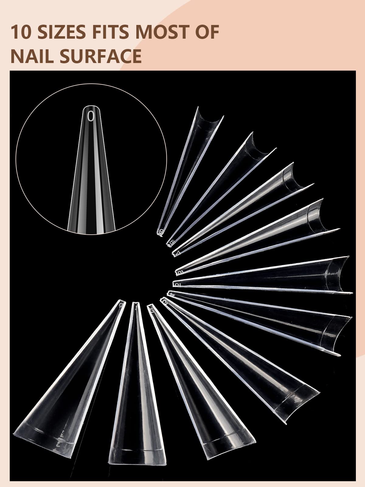 500Pcs Stiletto Nail Tips for Acrylic Nails, XL Long Clear False Nails Tips Soft Traceless, Half Cover Tapered Square False Nail Tips for Nail Extension Nail Art, Home DIY Nail Salon 10 Sizes - Image 4