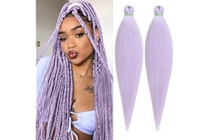 Leeven 26 Inch 2 Packs Light Purple Braiding Hair Pre Stretched Kanekalon lavender braiding hair Prestretched Braiding Hair Extensions(Light purple#)