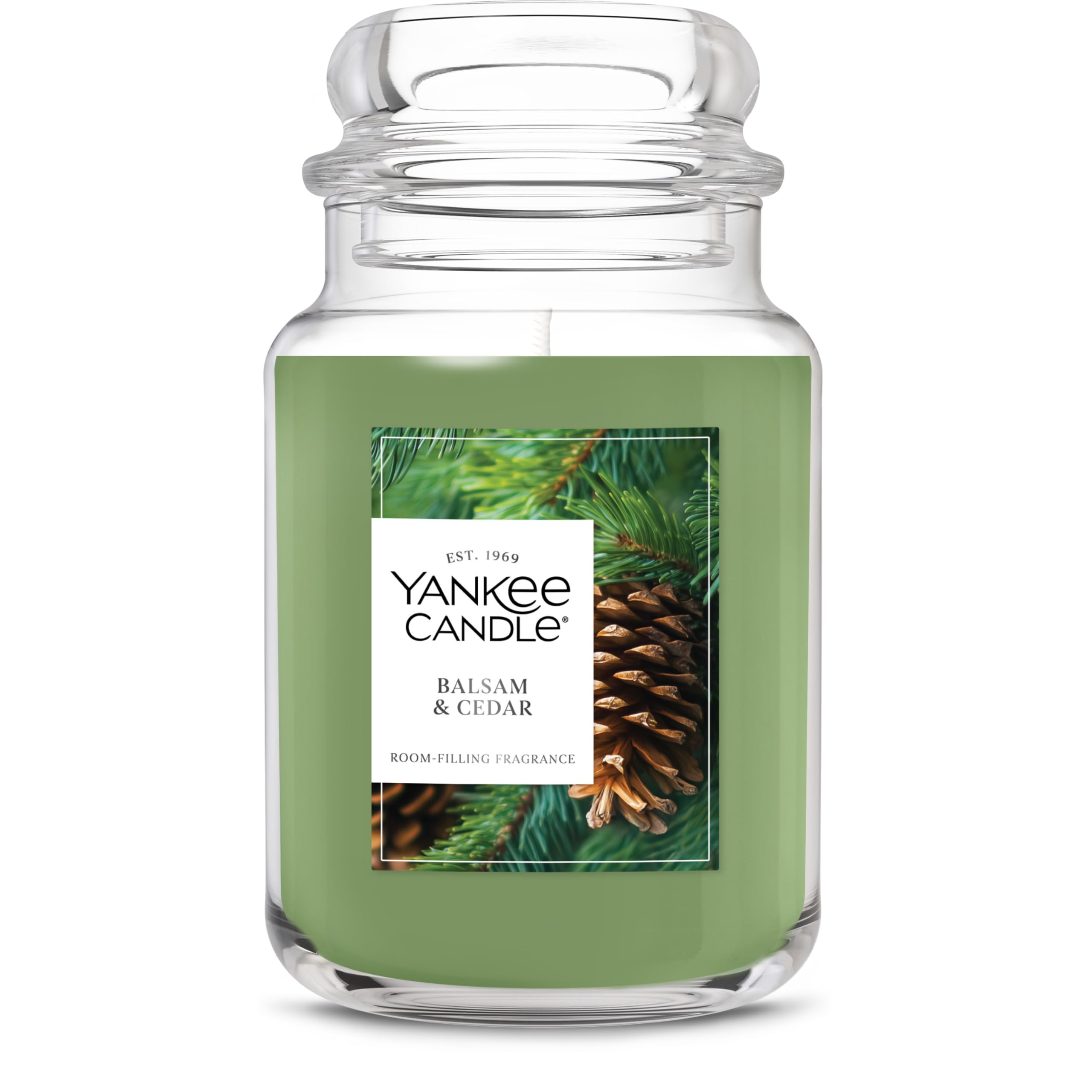 Photo 1 of Yankee Candle Large Jar Scented Candle with up to 150 Hour Burn Time, Premium Plant Wax Blend for Consistent Burn, 22 oz Jar Candle with Room Filling Fragrance, Balsam & Cedar