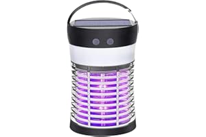 KOOSA Solar Bug Zapper Outdoor & Indoor - 3-in-1 Waterproof Pest Control, 3000V Electric Mosquito Killer with UV Light, Rechargeable Insect Trap for Garden & Camping, Home, Patio, Backyard Black