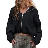 Hixiaohe Womens Bubble Zip Up Hoodies Casual Long Sleeve Fashion Cropped Sweatshirts Y2K Hooded Jacket Trendy Fall Clothes