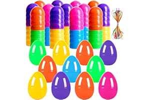 36 Pcs Colorful Bright Plastic Easter Eggs Fillable, 3.4" Cute Fillable Empty Eggs Perfect for Egg Hunt,Easter Basket Stuffer