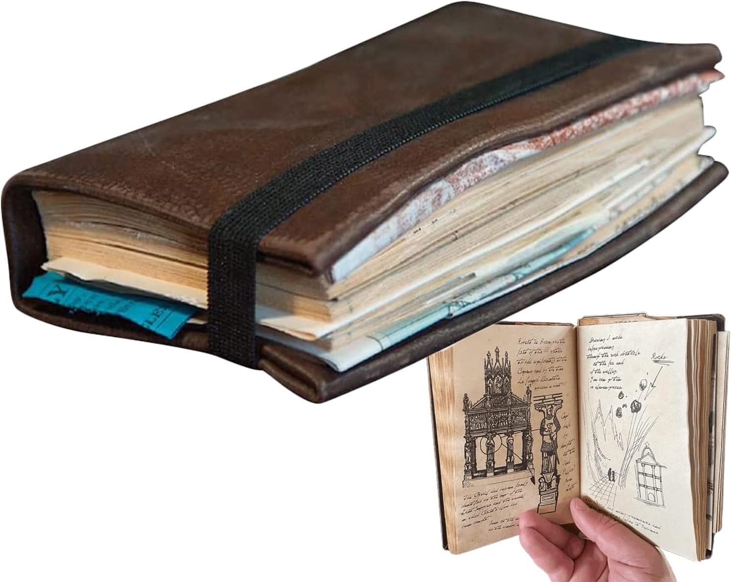 WSADZXC77 Indiana Jones Grail Diary, Classic Movie Props Replica, Vintage Journal Book Creative Collectibles Best Gift, Raiders of the Lost Ark, for Indiana Jones Movie Fans, Brown,6.7 x 4 in