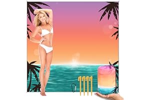 Koaizhsen Beach Blanket Waterproof Sandrproof Large Beach Mat 79" X 83" for 2-4 Adults Quick Drying Outdoor Picnic Mat 4 Stakes & 4 Corner Pockets for Travel Picnic Camping Hiking （Gradient Sky&Sea）