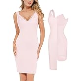Popilush Cocktail Dresses for Women - Lace Layered Bra Summer Midi Modal Shapewear Dress Party Outfits