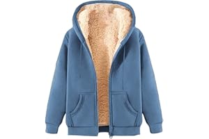 Qgtaibl Winter Warm Sweatshirt Jackets Womens Sherpa Lined Hoodies Solid Color Warm Fleece Coats for Winter Cold Weather