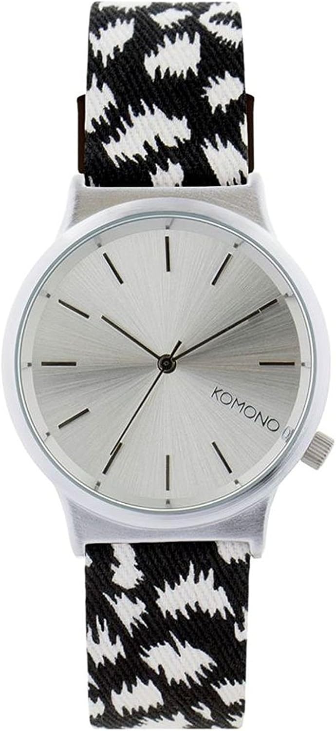 Komono Reloj Unisex de Cuarzo con Esfera Plateada Pantalla Analógica y Multicolor Correa De Piel kom-w1836