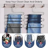Skroad 10pcs S-Type Stainless Steel Pants Hangers Space Saving Non-Slip view 5