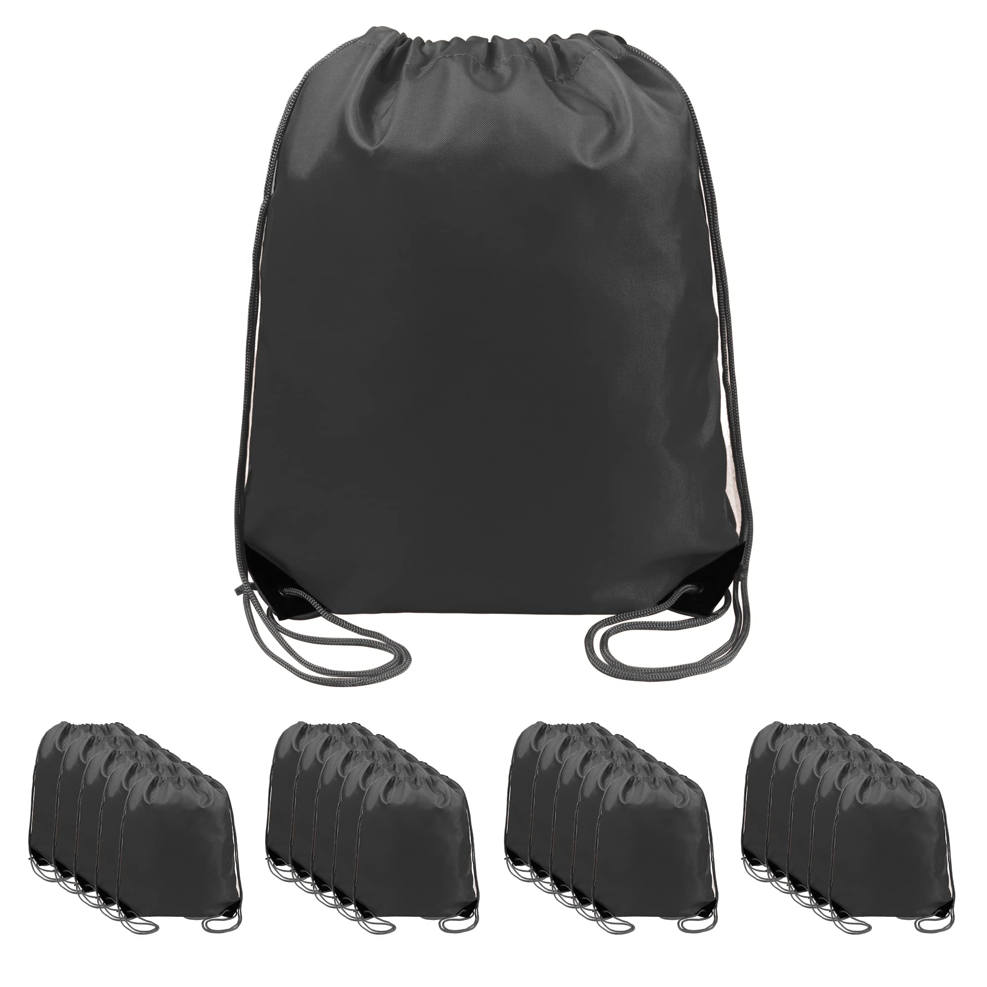 Photo 1 of BeeGreen 20 pieces Wholesale Black Drawstring Backpack Bags Cinch Bags Bulk Heavy Duty String Backpack Machine Washable Lightweight Sackpack Outdoor Sport Bags for Men Women