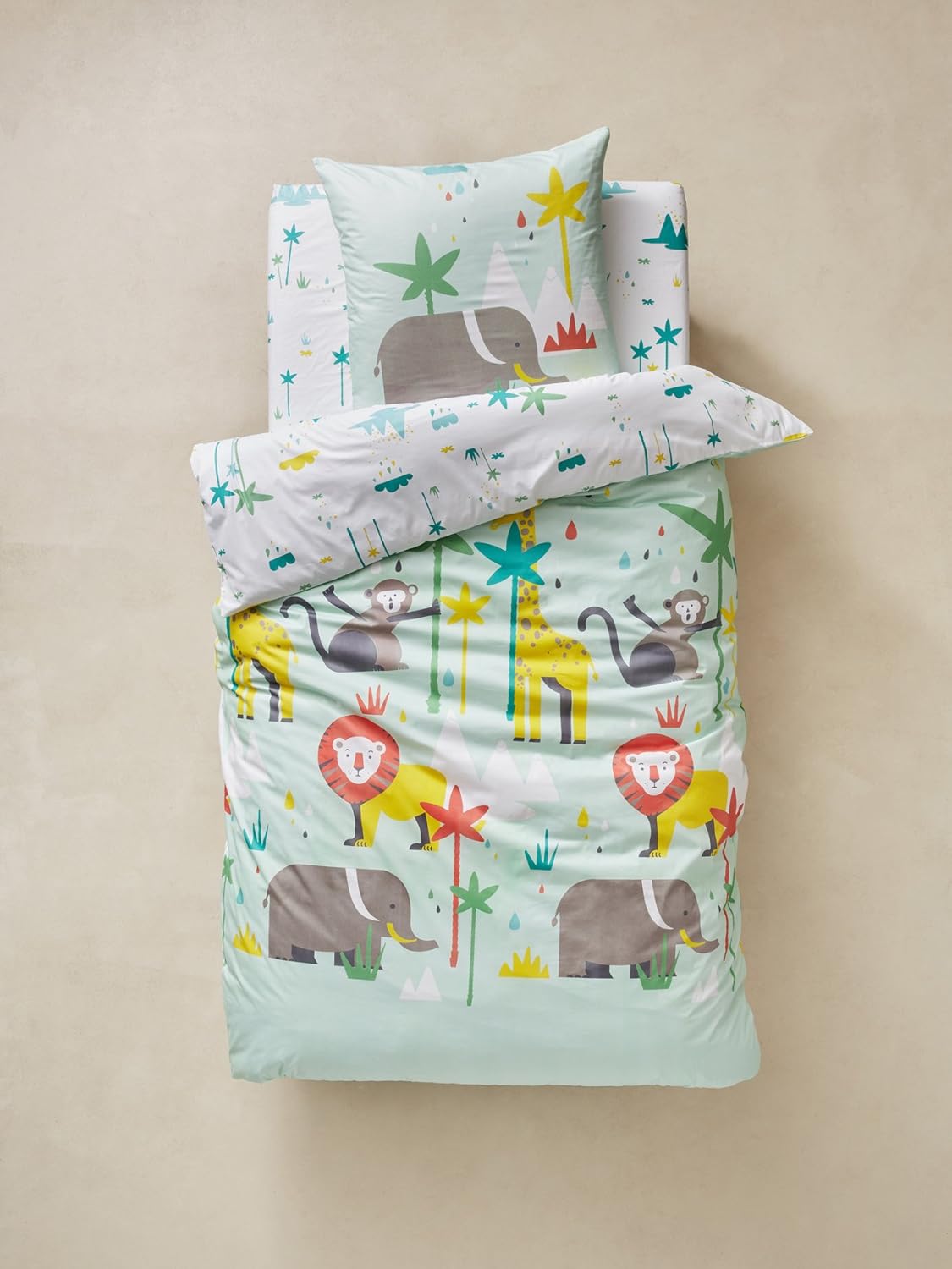 Vertbaudet Parure Housse De Couette Taie D Oreiller Enfant African Safari Vert 140x150 Taie 63x63 Amazon Fr Cuisine Maison
