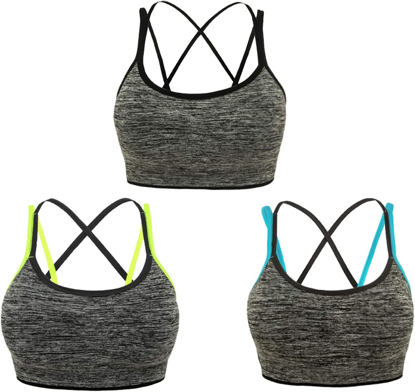 xcylive Women 1 or 5 Pack Yoga Bra Adjustable Straps and Removable Pads Tank Top Seamless Racerback Sports Bra