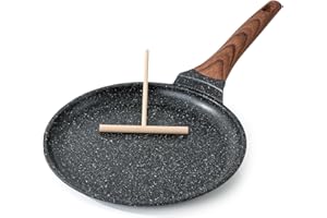 Kordisen Crepe Pan Nonstick, 10 Inch Granite Coating Comales para Tortillas Dosa Pan with Spreader, Induction Compatible, PFO