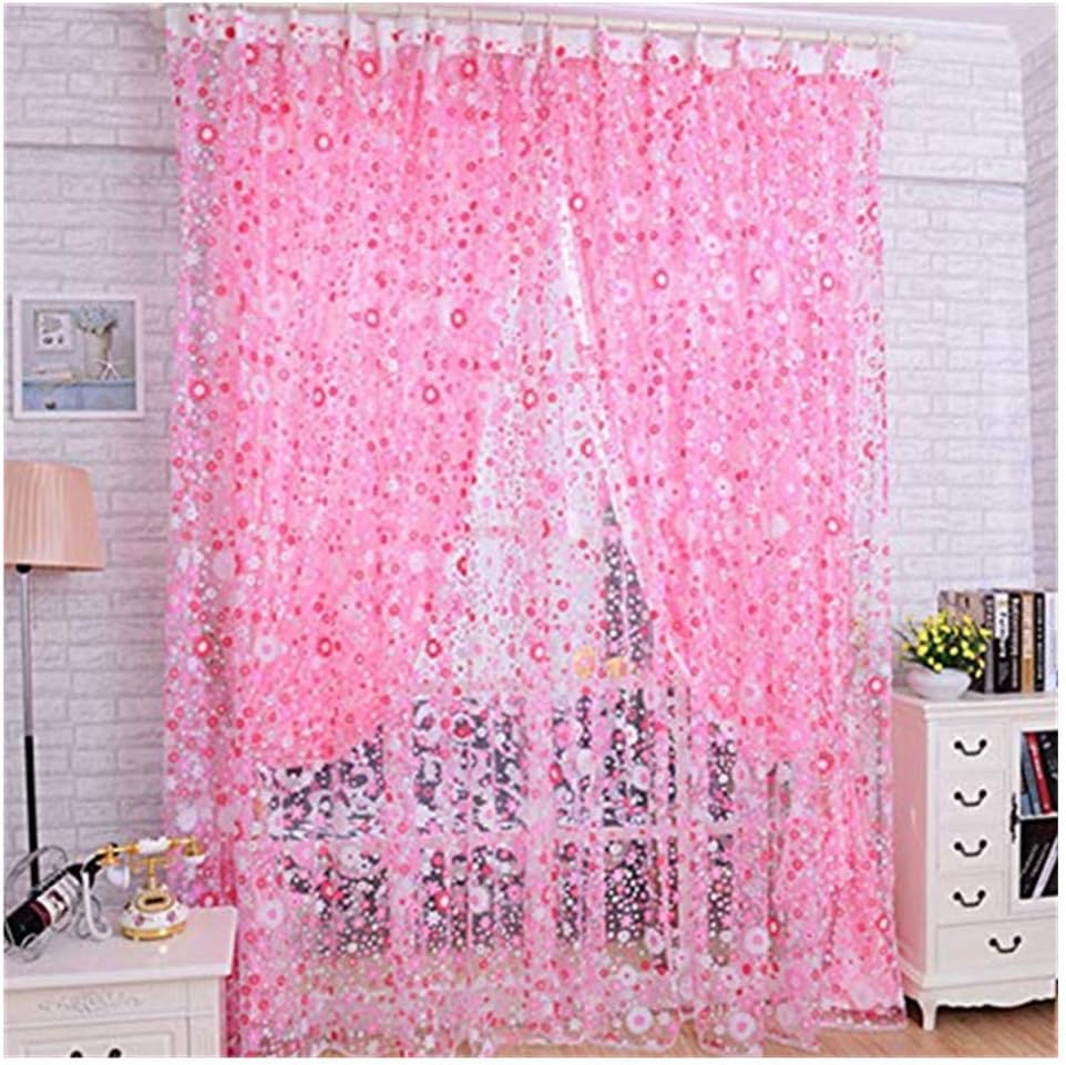 Weiyun Print Floral Voile Curtains-Room Divider Curtains for Bedroom-Tulle Window Screens Balcony Curtains-Door Curtains Divider for Living Room 39.37x78.74 Inch-Scarf Valances 1 Piece