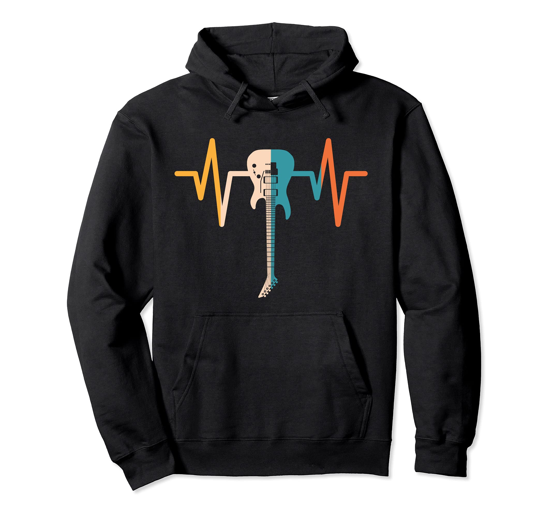 Retro Electric Guitar Heartbeat Guitarist Musician Guitar Pullover Hoodie