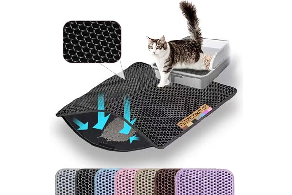 Petinstinct Cat Litter Mat, 60x45cm Large Honeycomb Double Layer Cat Litter Mat Trapper, Non Slip Waterproof Urine Proof Cat