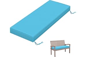 Tounosnt Outdoor Bench Cushion 48 X 18 X 3.5 Inch Thick Waterproof Patio Furniture Cushions, Patio Porch Swing Replacement Seat Pad with Tie Straps and Anti-Slip, for Backyard Garden, Lake Blue