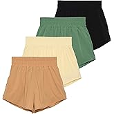 Real Essentials 4 Pack Women's 2.5'' High Waisted Running Shorts with Liner - Quick Dry, Dry Fit, Gym Workout