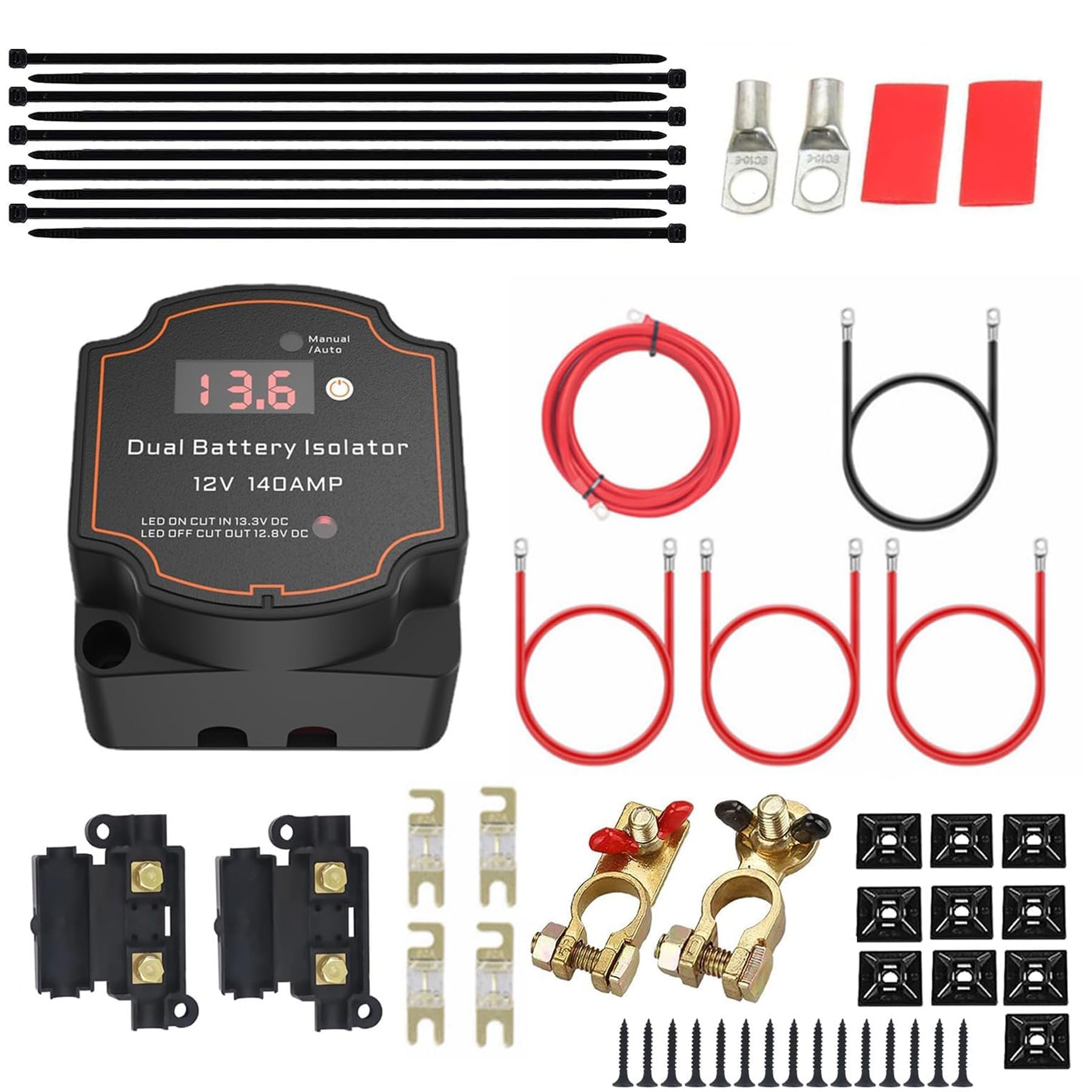 Generic 12V 140Amp Smart Dual Battery Isolator Kit