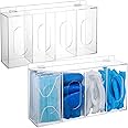 Soaoo 2 Pcs Hairnet Shoe Cover Dispenser Wall Mounted Clear Acrylic Face Mask Dispenser Box with Lids 4 Compartments Gloves Holder on Wall Disposable Mask Acrylic Storage for Organizing Kitchen