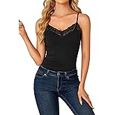 LYANER Women's Lace V Neck Camisole Adjustable Strap Cami Sleeveless Tank Undershirt Top