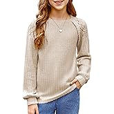 blibean Tween Girls Fall Shirts Long Sleeve Lace Tops Size 6-15 Years