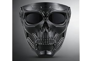 Airsoft Mask Full Face with HD Goggle Skull Skeleton Paintball Mask for Halloween Cosplay Paintball Game Props Party Tactical