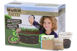 NATURE GIFT STORE Worm Farm for Kids with Live Worms, Food & Book Bundle - Worm Farm Kit with Ecosystem, Soil, Mixing Sand, Magnifying Glass & More