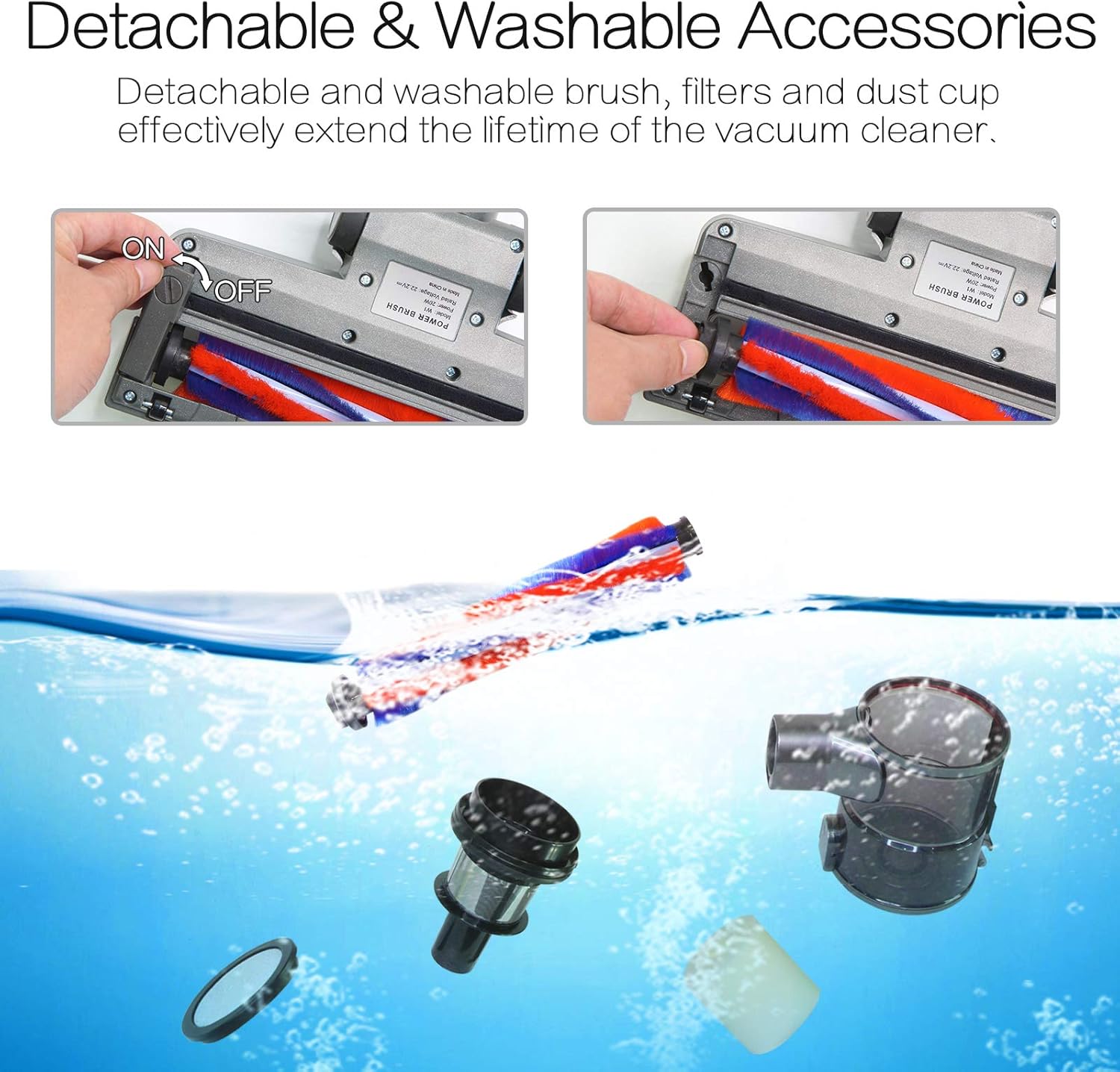 Cordless Vacuum, Lightweight Stick Vacuum Cleaner, 200W Brushless Motor Powerful Suction Ultra-Quiet Handheld Vacuum w/Upgraded LED Floor Head /2 in 1 Brush for Floor Carpet Pet Hair Car, ERGO(Orange) -