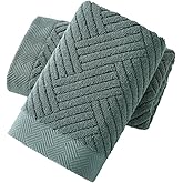 YiLUOMO Grey Hand Towel Set of 2 Premium 100% Cotton Herringbone Striped Weave Ultra Soft Highly Absorbent Hand Towel for Bathroom 13 X 29 Inch